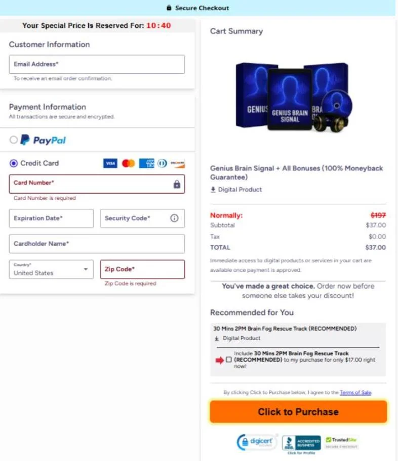 Genius Brain Signal™-checkout-page